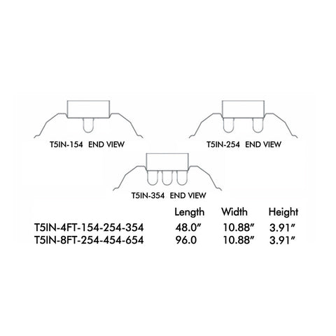 T5HO FLUORESCENT T5IN 1, 2 & 3 LAMP 4 & 8 FOOT HIGH BAY FIXTURE