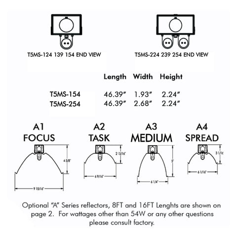 T5HO FLUORESCENT T5MS 1 & 2 LAMP MINI-STRIP FIXTURES