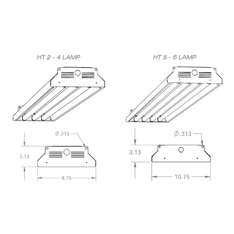 T8 Fluoresecent T8HT 2, 3, 4, 5 & 6 Lamp High-Temp Industrial Fixture