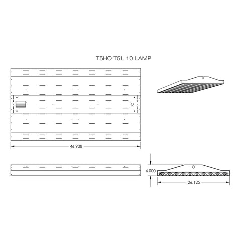 T5HO FLUORESCENT T5L 10 & 12 LAMP LINEAR LIGHTING FIXTURE