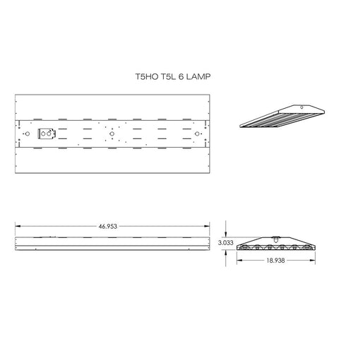 T5HO FLUORESCENT T5L 5, 6 & 8 LAMP LINEAR LIGHTING FIXTURE