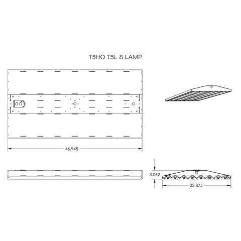 T5HO FLUORESCENT T5L 5, 6 & 8 LAMP LINEAR LIGHTING FIXTURE