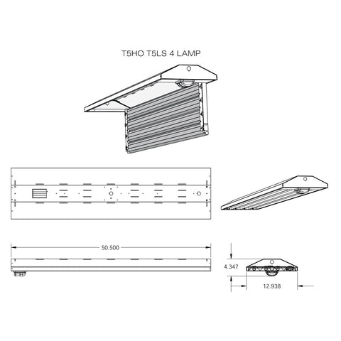T5HO FLUORESCENT T5LS 2, 3 & 4 LAMP LINEAR LIGHTING FIXTURE with SENSOR