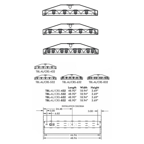 T8 FLUORESCENT T8L 4, 5, 6 & 8 LAMP LINEAR LIGHTING FIXTURE