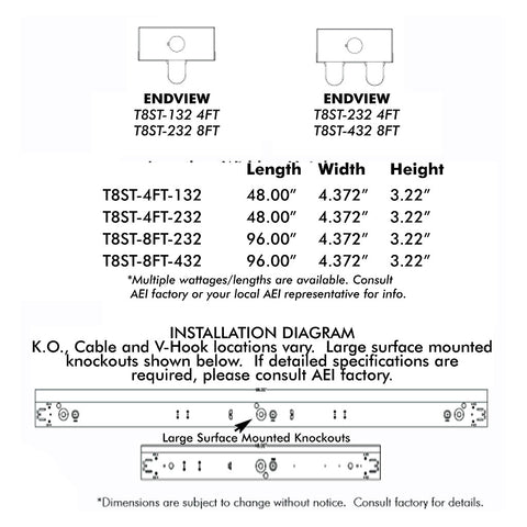 T8 FLUORESCENT T8ST 1, 2 & 4 LAMP MINI-STRIP 4 & 8 FEET LIGHTING FIXTURES